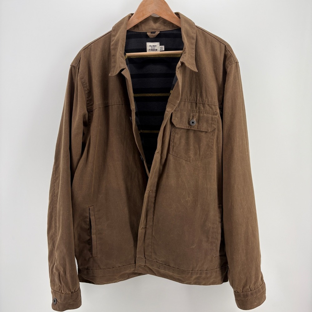 Flint and Tinder Waxed Trucker Jacket XXL Brown Flannel Lined Made USA - Picture 3 of 13